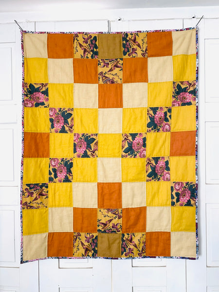 Manta de patchwork - Chita Alcobaça Amarelo