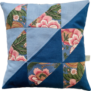 Almofada de patchwork - Chita Campina Azul