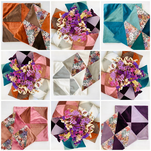 Almofadas de veludo lilás/beringela