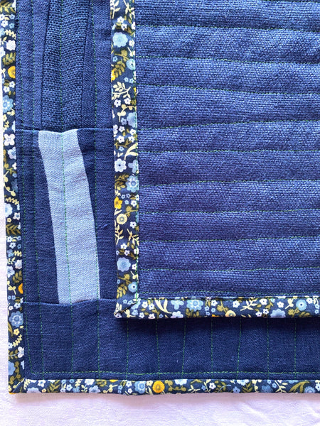 conjunto de individuais em Linho azul e verde