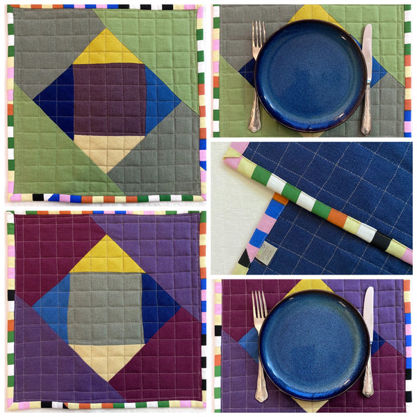 conjunto de individuais em Linho colorido