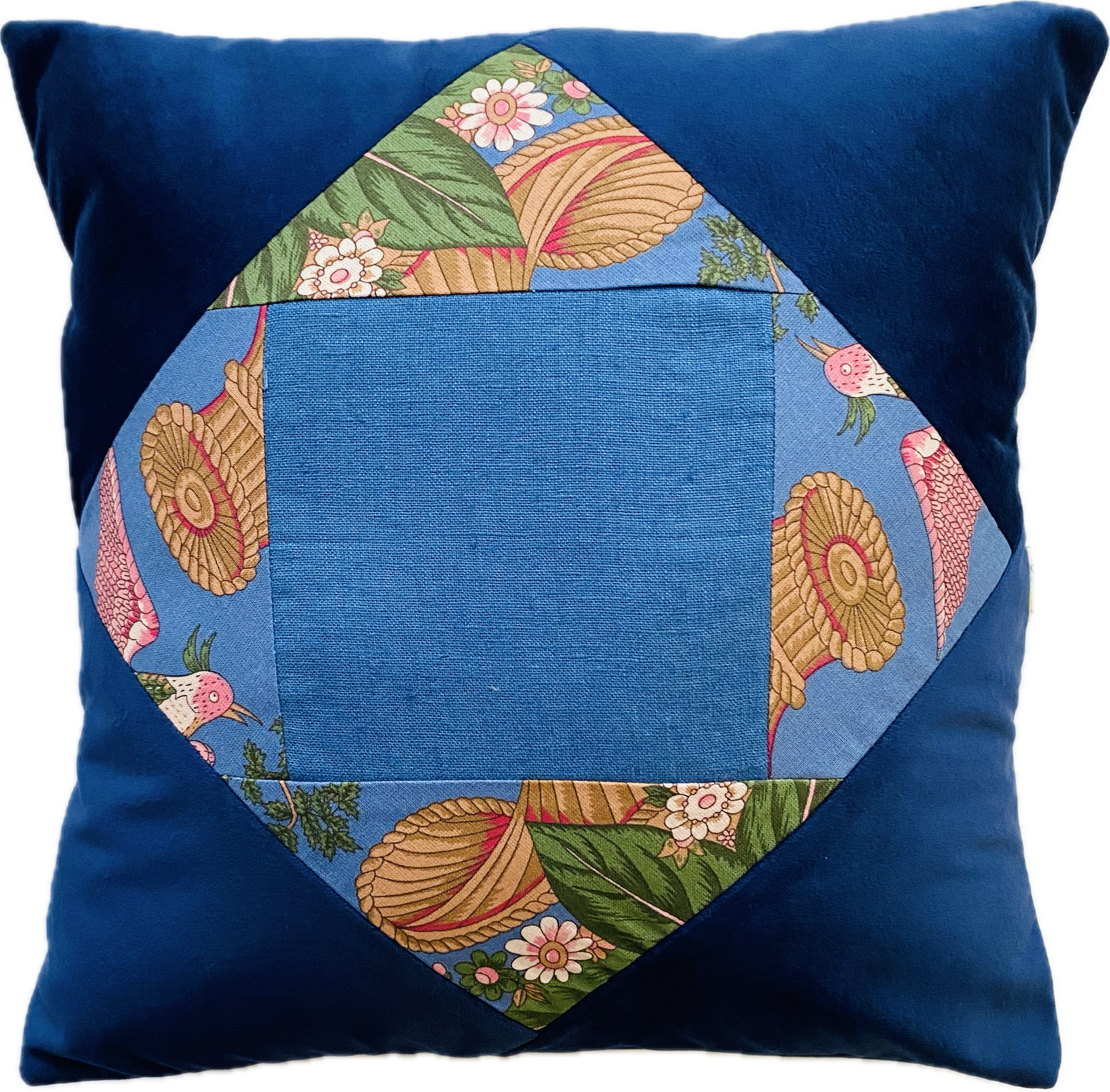 Almofada de patchwork - Chita Campina Azul