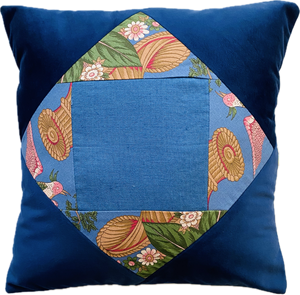 Almofada de patchwork - Chita Campina Azul