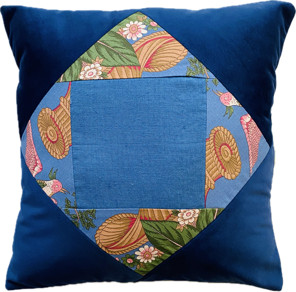 Almofada de patchwork - Chita Campina Azul