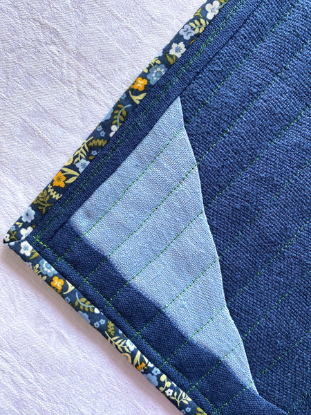 conjunto de individuais em Linho azul e verde