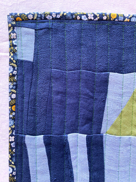 conjunto de individuais em Linho azul e verde