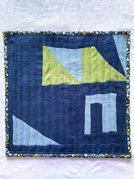 conjunto de individuais em Linho azul e verde