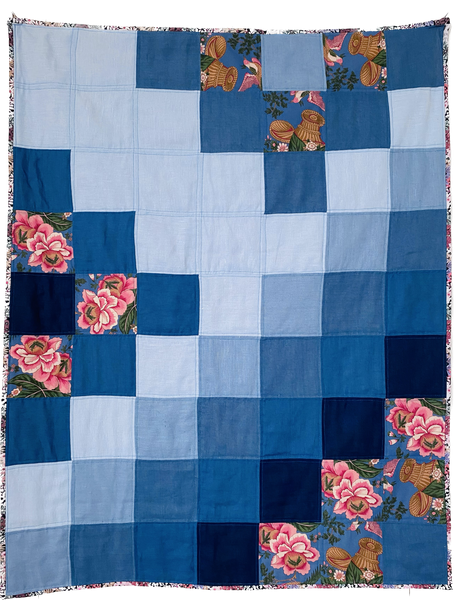 Manta de patchwork - Chita Campina Azul