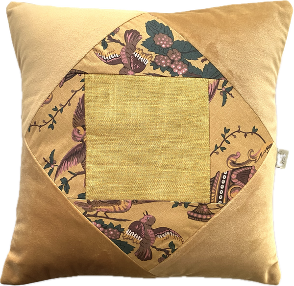 Almofada de patchwork - Chita Alcobaça Amarelo