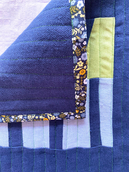 conjunto de individuais em Linho azul e verde