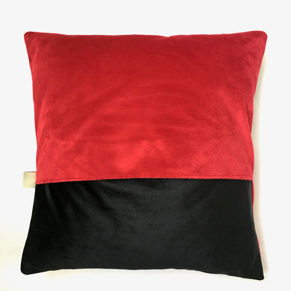 Almofadas de veludo e tecido de algodão com pespontos - vermelho