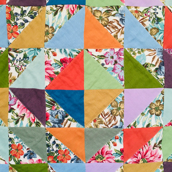 Manta de patchwork "linho e flores"